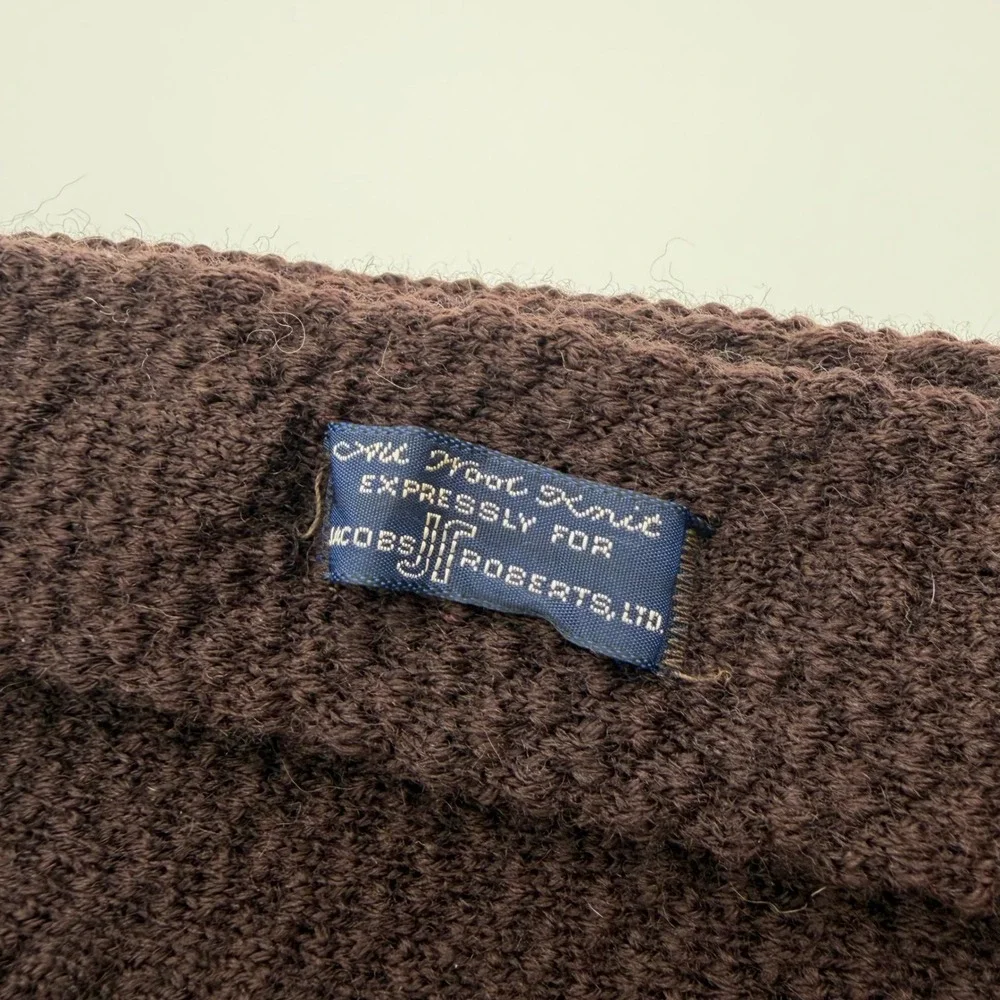 Lot of 2 Vintage 70s Knit Wool Square Ties Gray Brown Made in USA Mens Retro